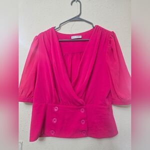 Patrizia Luca Women's Fuchsia Draped Wrap Top